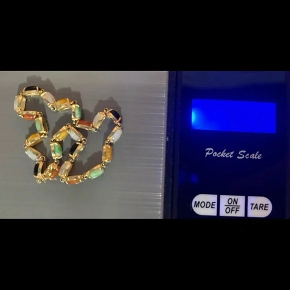 14k gold multi colored stone Jade bracelet
